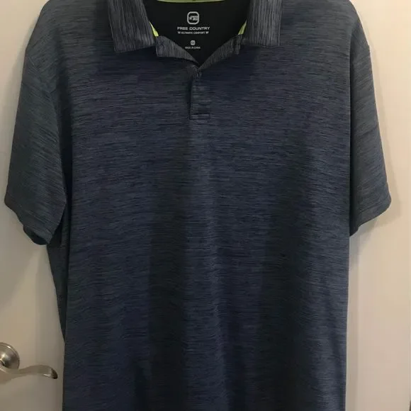 Men’s Free Country Blue Polo Shirt Size XXL Ultimate Comfort Very Soft Material - Picture 1 of 4